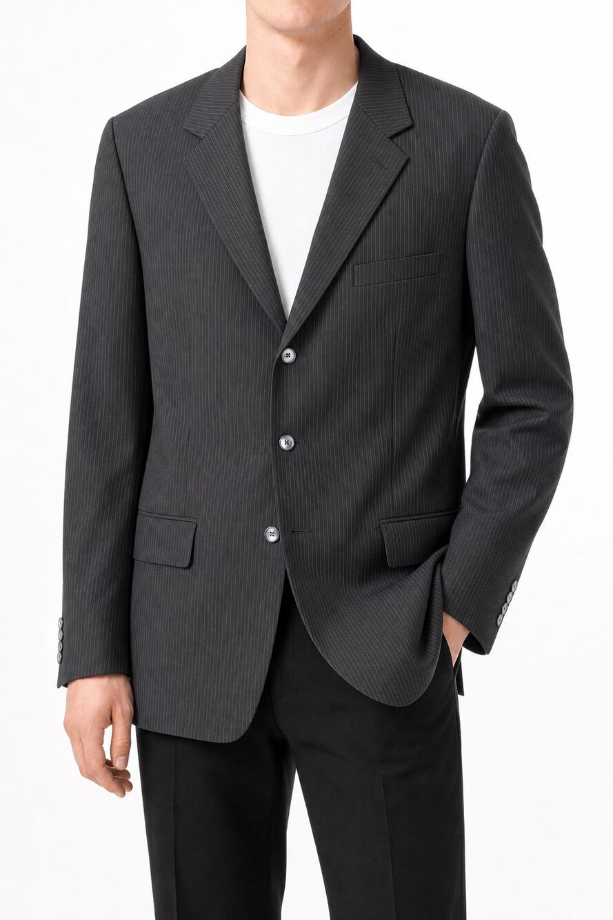 Evan-Picone Black Label Men's 100% Wool Pinstripe Sport Coat Blazer 46L Career